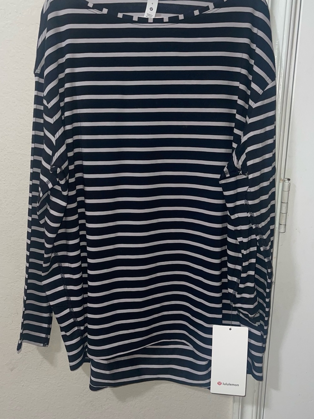 lululemon athletica Black and White Striped Long Sleeve Tee